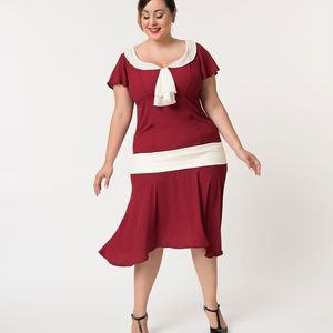 NWOT Unique Vintage Burgundy Flapper Dress